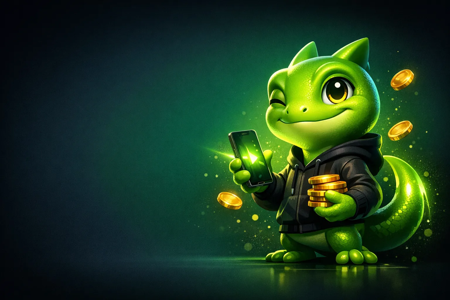 Futuristic glowing BC Game app hero image with stylized 3D mascot and deep navy accent lighting for Nigeria